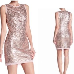 NWT Champagne Blush Gold Sequin Cocktail Dress 16